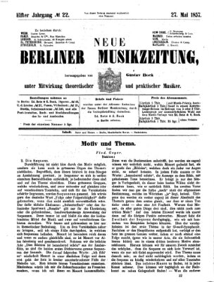 Neue Berliner Musikzeitung Mittwoch 27. Mai 1857