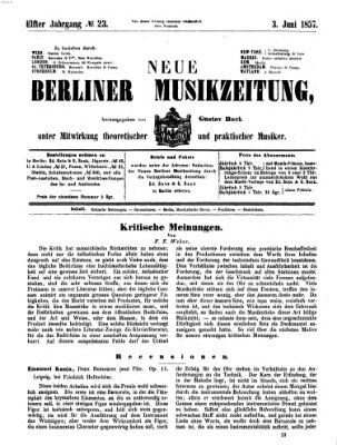 Neue Berliner Musikzeitung Mittwoch 3. Juni 1857