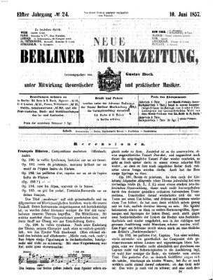 Neue Berliner Musikzeitung Mittwoch 10. Juni 1857