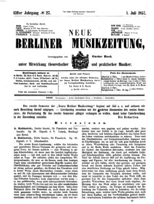 Neue Berliner Musikzeitung Mittwoch 1. Juli 1857