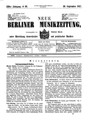 Neue Berliner Musikzeitung Mittwoch 30. September 1857