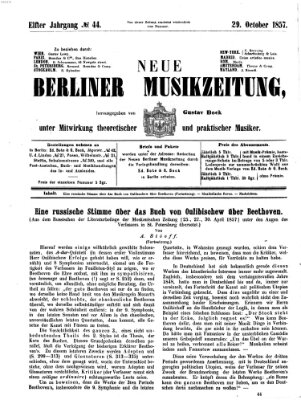 Neue Berliner Musikzeitung Donnerstag 29. Oktober 1857