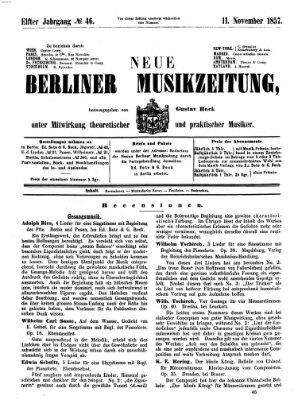 Neue Berliner Musikzeitung Mittwoch 11. November 1857