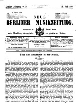 Neue Berliner Musikzeitung Mittwoch 16. Juni 1858