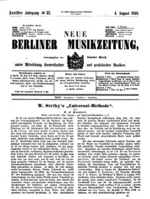 Neue Berliner Musikzeitung Mittwoch 4. August 1858