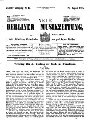 Neue Berliner Musikzeitung Mittwoch 25. August 1858