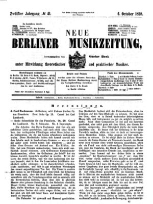 Neue Berliner Musikzeitung Mittwoch 6. Oktober 1858