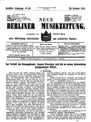 Neue Berliner Musikzeitung Mittwoch 20. Oktober 1858