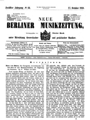 Neue Berliner Musikzeitung Mittwoch 27. Oktober 1858