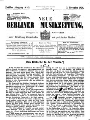 Neue Berliner Musikzeitung Mittwoch 3. November 1858