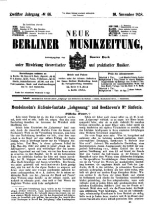 Neue Berliner Musikzeitung Mittwoch 10. November 1858