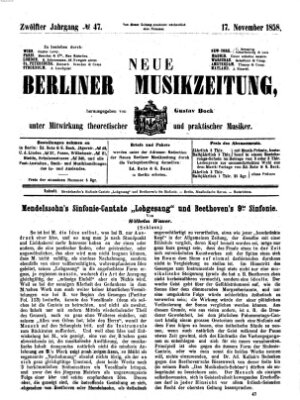 Neue Berliner Musikzeitung Mittwoch 17. November 1858