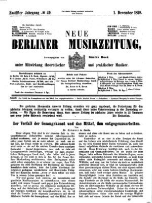 Neue Berliner Musikzeitung Mittwoch 1. Dezember 1858