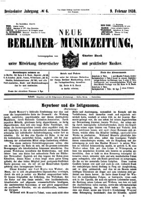 Neue Berliner Musikzeitung Mittwoch 9. Februar 1859