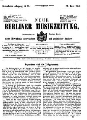 Neue Berliner Musikzeitung Mittwoch 23. März 1859