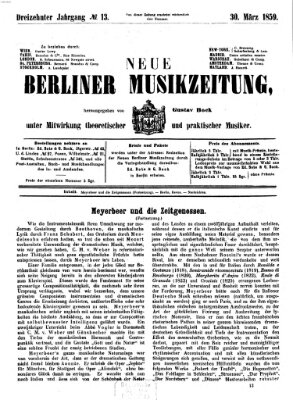 Neue Berliner Musikzeitung Mittwoch 30. März 1859