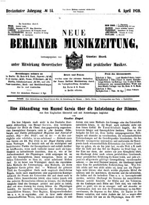 Neue Berliner Musikzeitung Mittwoch 6. April 1859