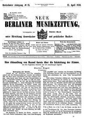 Neue Berliner Musikzeitung Mittwoch 13. April 1859