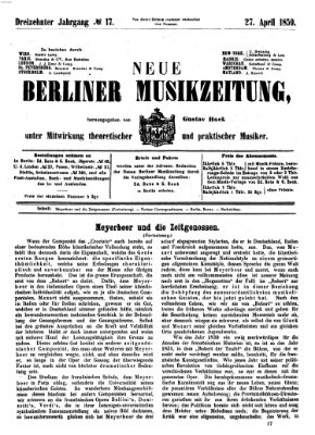 Neue Berliner Musikzeitung Mittwoch 27. April 1859