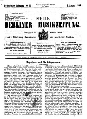 Neue Berliner Musikzeitung Mittwoch 3. August 1859