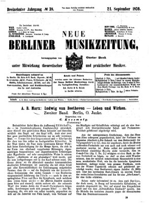 Neue Berliner Musikzeitung Mittwoch 21. September 1859