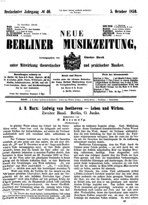 Neue Berliner Musikzeitung Mittwoch 5. Oktober 1859