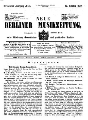 Neue Berliner Musikzeitung Mittwoch 12. Oktober 1859