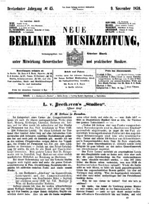 Neue Berliner Musikzeitung Mittwoch 9. November 1859