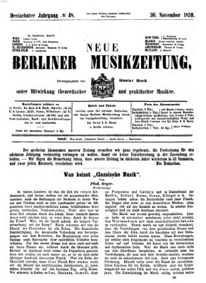 Neue Berliner Musikzeitung Mittwoch 30. November 1859