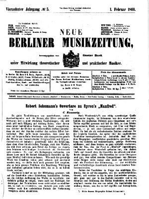 Neue Berliner Musikzeitung Mittwoch 1. Februar 1860