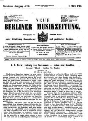 Neue Berliner Musikzeitung Mittwoch 7. März 1860