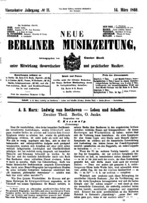 Neue Berliner Musikzeitung Mittwoch 14. März 1860