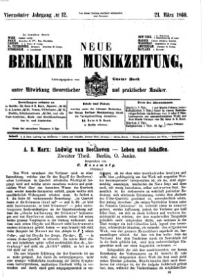 Neue Berliner Musikzeitung Mittwoch 21. März 1860