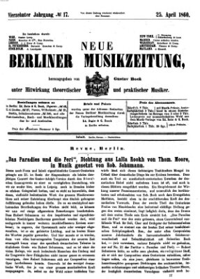 Neue Berliner Musikzeitung Mittwoch 25. April 1860