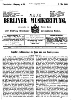 Neue Berliner Musikzeitung Mittwoch 2. Mai 1860