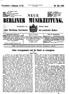 Neue Berliner Musikzeitung Mittwoch 30. Mai 1860