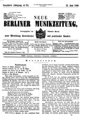 Neue Berliner Musikzeitung Mittwoch 13. Juni 1860