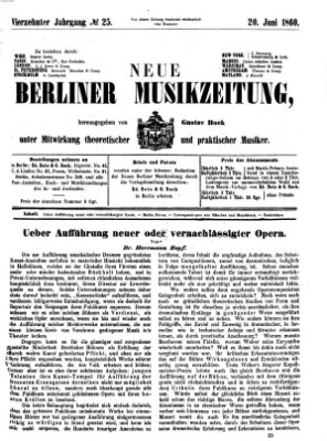 Neue Berliner Musikzeitung Mittwoch 20. Juni 1860