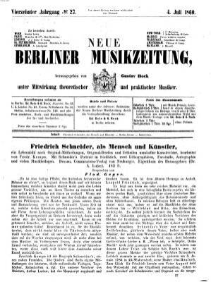 Neue Berliner Musikzeitung Mittwoch 4. Juli 1860