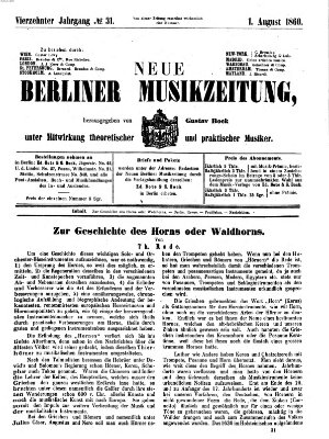 Neue Berliner Musikzeitung Mittwoch 1. August 1860