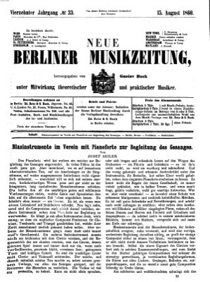 Neue Berliner Musikzeitung Mittwoch 15. August 1860