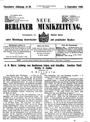 Neue Berliner Musikzeitung Mittwoch 5. September 1860