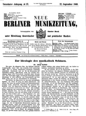 Neue Berliner Musikzeitung Mittwoch 12. September 1860