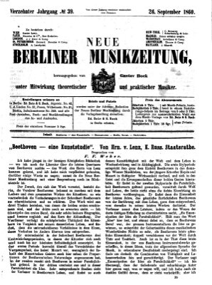 Neue Berliner Musikzeitung Mittwoch 26. September 1860