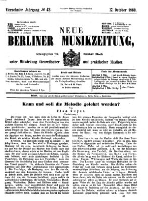 Neue Berliner Musikzeitung Mittwoch 17. Oktober 1860