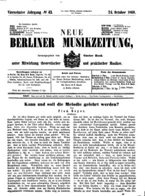 Neue Berliner Musikzeitung Mittwoch 24. Oktober 1860