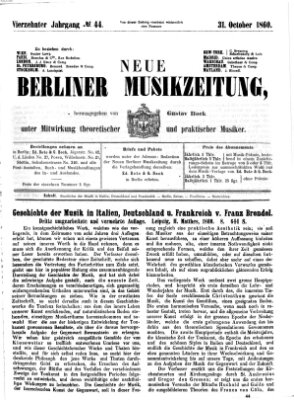 Neue Berliner Musikzeitung Mittwoch 31. Oktober 1860