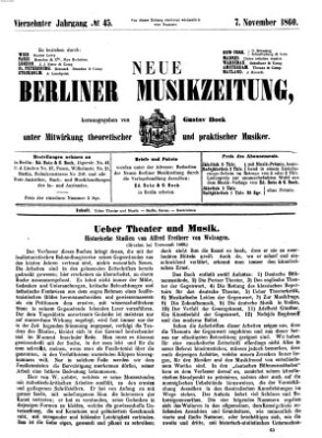 Neue Berliner Musikzeitung Mittwoch 7. November 1860