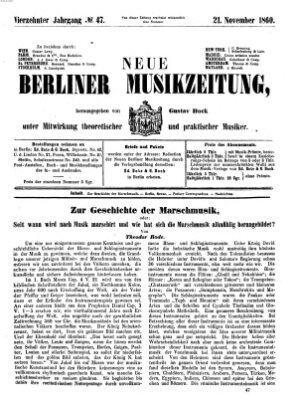 Neue Berliner Musikzeitung Mittwoch 21. November 1860