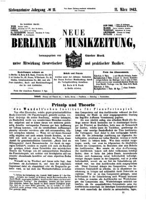 Neue Berliner Musikzeitung Mittwoch 11. März 1863